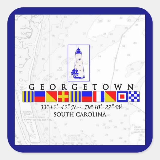 Adesivo Quadrado Flagres Náuticos Georgetown South Carolina Sticker (Frente)