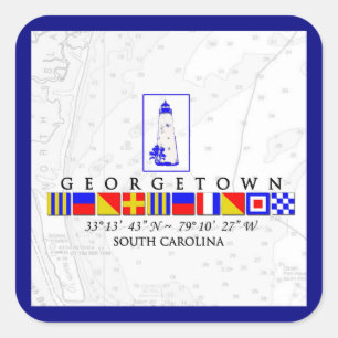 Adesivo Quadrado Flagres Náuticos Georgetown South Carolina Sticker
