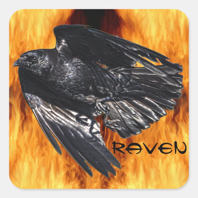 Adesivo Quadrado Flames Black Raven e Flames Foto Design 7 (Frente)