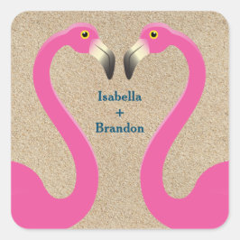 Adesivo Quadrado Flamingo Beach Wedker Sticker