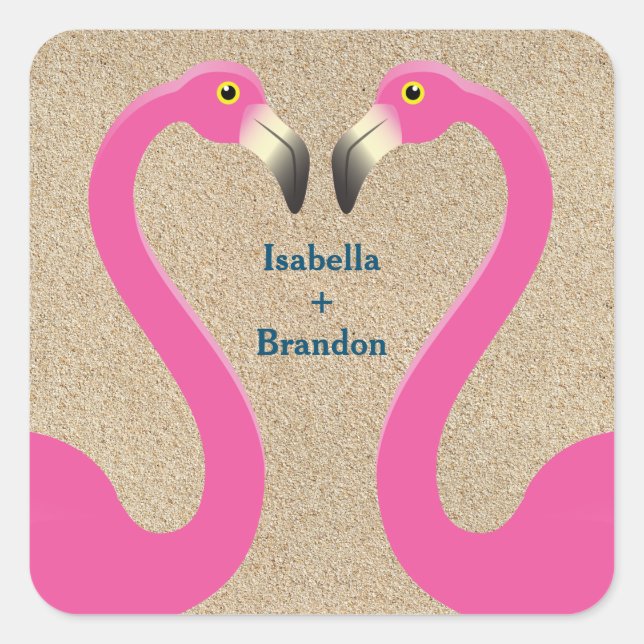 Adesivo Quadrado Flamingo Beach Wedker Sticker (Frente)