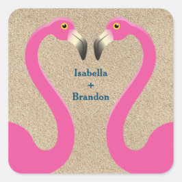 Adesivo Quadrado Flamingo Beach Wedker Sticker