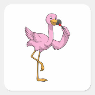 Adesivo Quadrado Flamingo com Lipstick