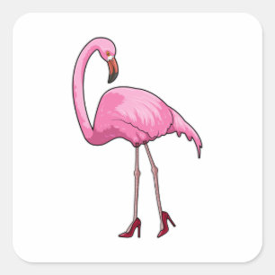 Adesivo Quadrado Flamingo com salto alto