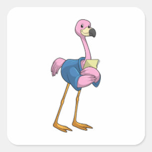 Adesivo Quadrado Flamingo como Secretário com Notepad