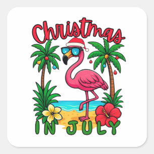 Adesivo Quadrado Flamingo de Natal em Julho