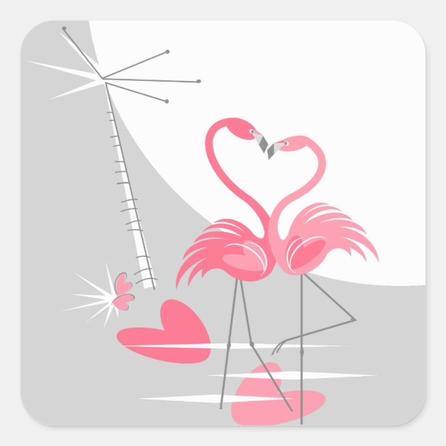 Adesivo Quadrado Flamingo Love Large Moon Stick (Frente)