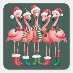 Adesivo Quadrado Flamingo Lover Gift Natal Feliz Natal