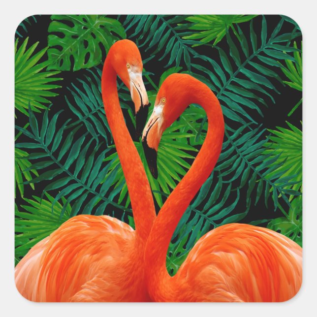 Adesivo Quadrado Flamingo Paradise Sticker (Frente)