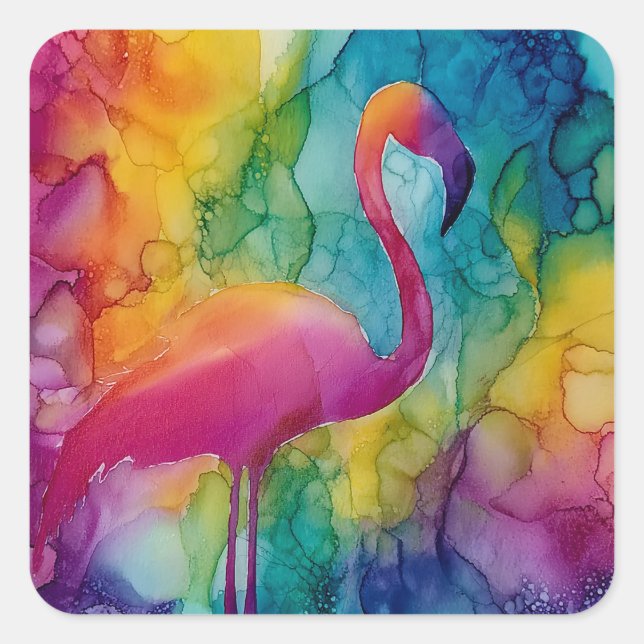 Adesivo Quadrado Flamingo Prisma (Frente)
