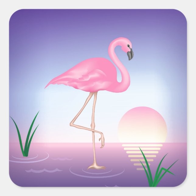 Adesivo Quadrado Flamingo Rosa (Frente)