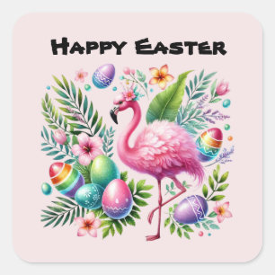 Adesivo Quadrado Flamingo Rosa-Felz pascoa Bonito
