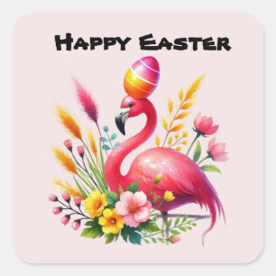 Adesivo Quadrado Flamingo Rosa-Felz pascoa Bonito