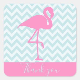 Adesivo Quadrado Flamingo Rosa Moderno, Obrigado