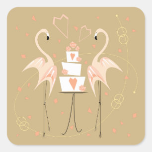 Adesivo Quadrado Flamingo Wedding Praça