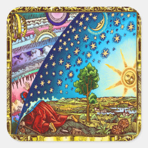 Adesivo Quadrado Flammarion Woodcut Flat Earth Design 2017