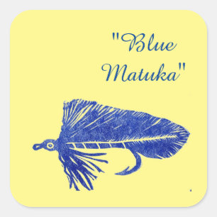 Adesivo Quadrado Flâmula azul de Matuka, pesca com mosca, mosca qu