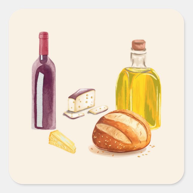 Adesivo Quadrado Flavors mediterrâneos (Frente)