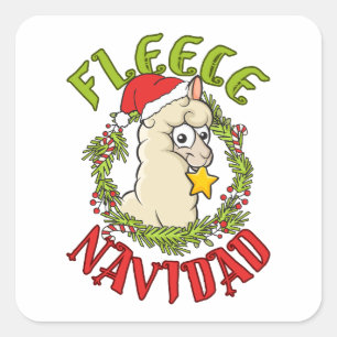 Adesivo Quadrado Fleece Navidad Alpaca Engraçado Natal