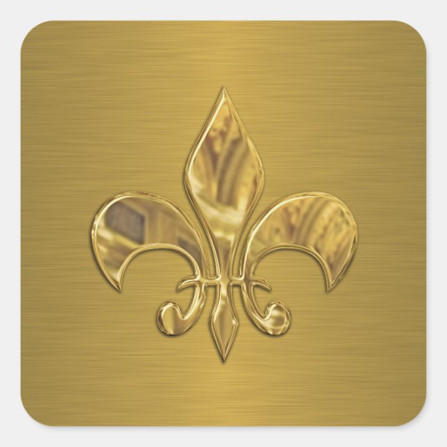 Adesivo Quadrado Fleur de Lis em Dourado Fundo (Frente)