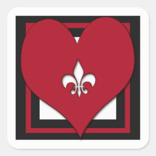 Adesivo Quadrado Fleur de Lis Heart Stickers