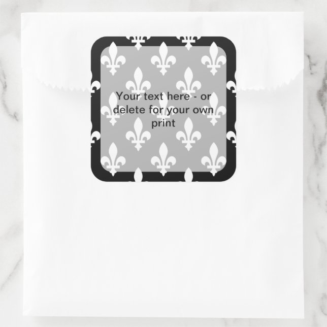 Adesivo Quadrado Fleur de Lis Pattern, Francês, Real, Branco (Bolsa)