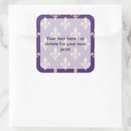 Adesivo Quadrado Fleur de Lis Pattern, Francês, Real, Creme, Roxo