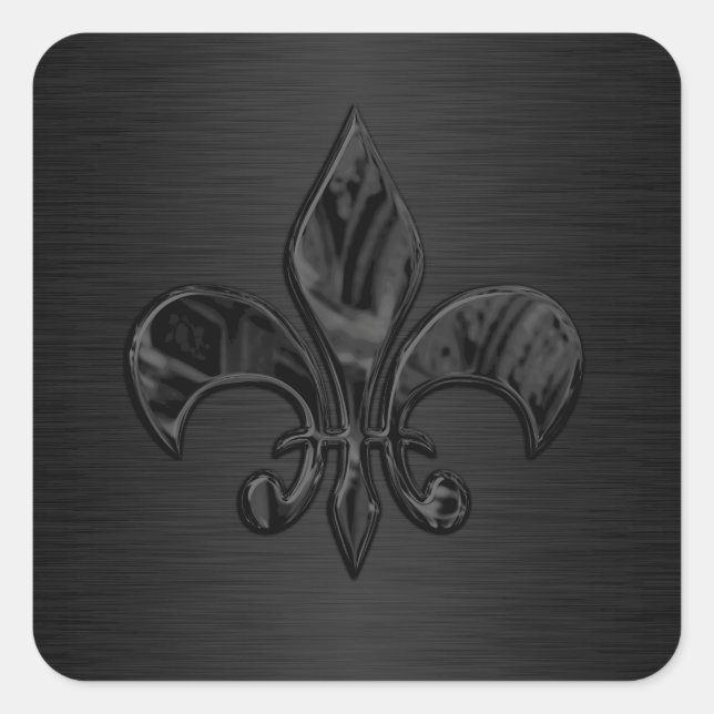 Adesivo Quadrado Fleur de Lis - Selo de Envelope Preto (Frente)