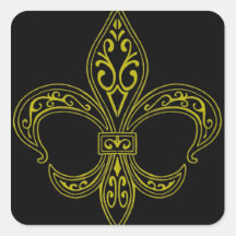 Fleur de Lis Sticker preto e Dourado