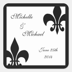 Adesivo Quadrado Fleur de Lis Weding Black White