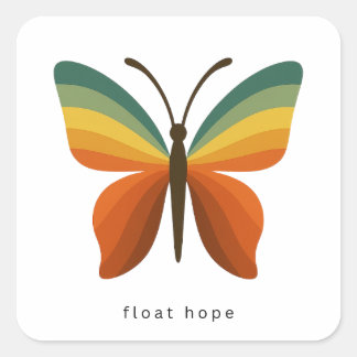 Adesivo Quadrado Float Hope Retro Rainbow Butterfly Square Sticker