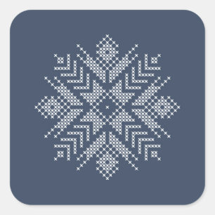Adesivo Quadrado Floco de neve artesanato em azul