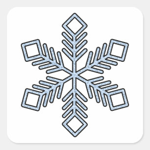 Adesivo Quadrado Floco de Neve Brilhante - Galhos Azul Bebê