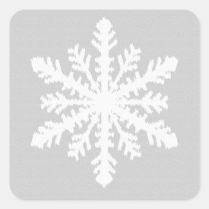 Adesivo Quadrado Floco de neve de Ikat - cinza de prata e branco