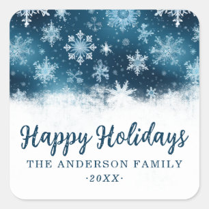 Adesivo Quadrado Floco de neve de inverno personalizado Floco de ne