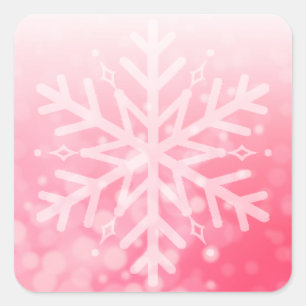 Adesivo Quadrado Floco de neve do vermelho e do White Christmas