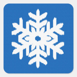 Adesivo Quadrado Floco de neve Ikat - Azul de cobalto e branco