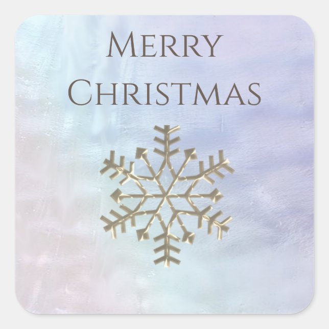 Adesivo Quadrado Floco de neve Inverno pérola romântica holográfico (Frente)