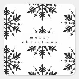 Adesivo Quadrado Floco de Neve Minimalista Preto e Branco
