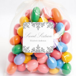 Adesivo Quadrado Floco de neve prateado Winter Sweet 16