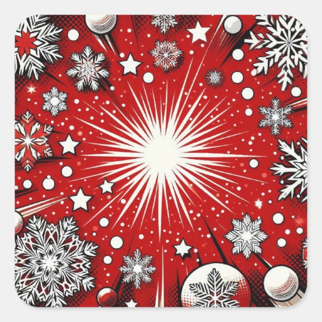 Adesivo Quadrado Flocos de neve (Frente)