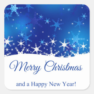 Adesivo Quadrado Flocos de neve azuis de inverno de Natal