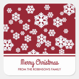 Adesivo Quadrado Flocos de neve brancos e quentes Padrão nórdico em