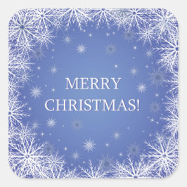 Adesivo Quadrado Flocos de neve brancos no Natal azul
