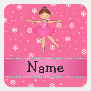 Adesivo Quadrado Flocos de neve conhecidos personalizados do rosa