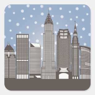 Adesivo Quadrado Flocos de neve de Cleveland