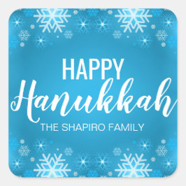 Adesivo Quadrado Flocos de neve de HANUKKAH, branco-personalizado