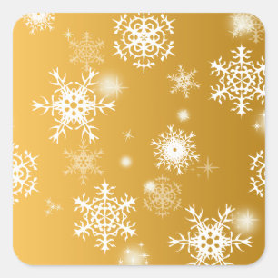 Adesivo Quadrado Flocos de neve de manto branco.