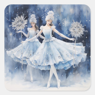 Adesivo Quadrado Flocos de Neve do Ballet O Quebra-Nozes