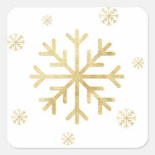 Adesivo Quadrado Flocos de neve Dourados Natal Natal Natal